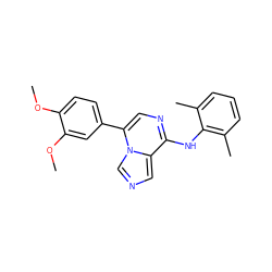 COc1ccc(-c2cnc(Nc3c(C)cccc3C)c3cncn23)cc1OC ZINC000028641389