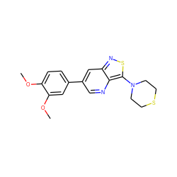 COc1ccc(-c2cnc3c(N4CCSCC4)snc3c2)cc1OC ZINC000223286266