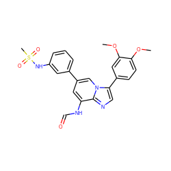 COc1ccc(-c2cnc3c(NC=O)cc(-c4cccc(NS(C)(=O)=O)c4)cn23)cc1OC ZINC000061898577