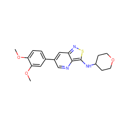 COc1ccc(-c2cnc3c(NC4CCOCC4)snc3c2)cc1OC ZINC000223102784