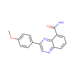 COc1ccc(-c2cnc3cccc(C(N)=O)c3n2)cc1 ZINC000034051131