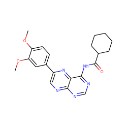 COc1ccc(-c2cnc3ncnc(NC(=O)C4CCCCC4)c3n2)cc1OC ZINC000299822564