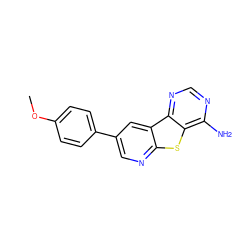 COc1ccc(-c2cnc3sc4c(N)ncnc4c3c2)cc1 ZINC000299863792