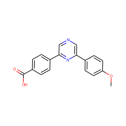 COc1ccc(-c2cncc(-c3ccc(C(=O)O)cc3)n2)cc1 ZINC000299830231