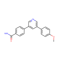 COc1ccc(-c2cncc(-c3ccc(C(N)=O)cc3)c2)cc1 ZINC000653687981