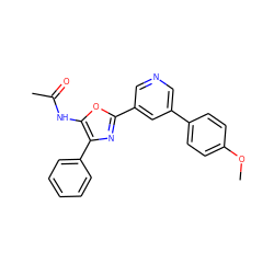 COc1ccc(-c2cncc(-c3nc(-c4ccccc4)c(NC(C)=O)o3)c2)cc1 ZINC000013538101