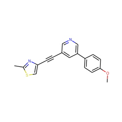 COc1ccc(-c2cncc(C#Cc3csc(C)n3)c2)cc1 ZINC000013680955