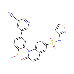 COc1ccc(-c2cncc(C#N)c2)cc1-n1c(=O)ccc2cc(S(=O)(=O)Nc3ccon3)ccc21 ZINC001772600840