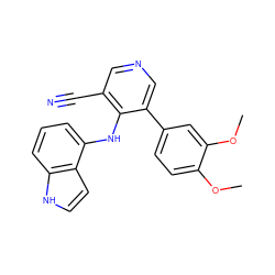 COc1ccc(-c2cncc(C#N)c2Nc2cccc3[nH]ccc23)cc1OC ZINC000040875197