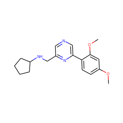 COc1ccc(-c2cncc(CNC3CCCC3)n2)c(OC)c1 ZINC000071335095