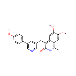 COc1ccc(-c2cncc(Cc3c(=O)[nH]c(C)c4cc(OC)c(OC)cc34)c2)cc1 ZINC000169703359