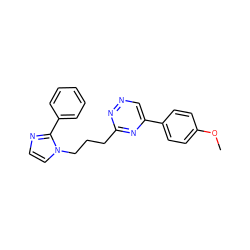 COc1ccc(-c2cnnc(CCCn3ccnc3-c3ccccc3)n2)cc1 ZINC000003965563