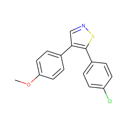 COc1ccc(-c2cnsc2-c2ccc(Cl)cc2)cc1 ZINC000040952122
