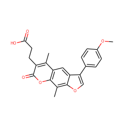 COc1ccc(-c2coc3c(C)c4oc(=O)c(CCC(=O)O)c(C)c4cc23)cc1 ZINC000002137172