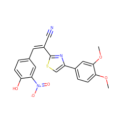 COc1ccc(-c2csc(/C(C#N)=C\c3ccc(O)c([N+](=O)[O-])c3)n2)cc1OC ZINC000036173637