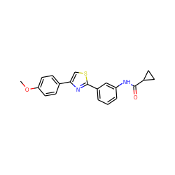 COc1ccc(-c2csc(-c3cccc(NC(=O)C4CC4)c3)n2)cc1 ZINC000008042062