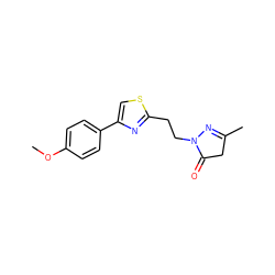 COc1ccc(-c2csc(CCN3N=C(C)CC3=O)n2)cc1 ZINC000004918627