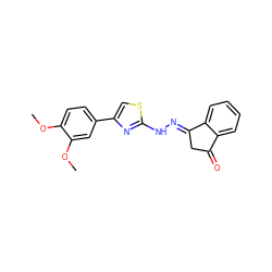 COc1ccc(-c2csc(N/N=C3\CC(=O)c4ccccc43)n2)cc1OC ZINC001772609929