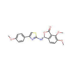 COc1ccc(-c2csc(N[C@@H]3OC(=O)c4c3ccc(OC)c4OC)n2)cc1 ZINC000001199658