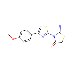 COc1ccc(-c2csc(N3C(=N)SCC3=O)n2)cc1 ZINC000000986086