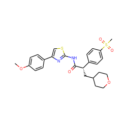 COc1ccc(-c2csc(NC(=O)[C@@H](CC3CCOCC3)c3ccc(S(C)(=O)=O)cc3)n2)cc1 ZINC000049803539