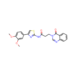 COc1ccc(-c2csc(NC(=O)CCn3cnc4ccccc4c3=O)n2)cc1OC ZINC000000669362