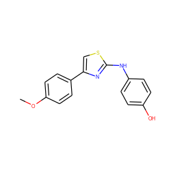 COc1ccc(-c2csc(Nc3ccc(O)cc3)n2)cc1 ZINC000000246644