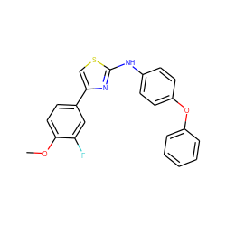 COc1ccc(-c2csc(Nc3ccc(Oc4ccccc4)cc3)n2)cc1F ZINC000001195417