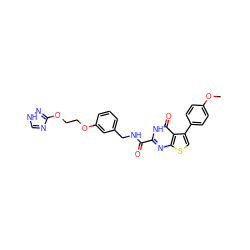 COc1ccc(-c2csc3nc(C(=O)NCc4cccc(OCCOc5nc[nH]n5)c4)[nH]c(=O)c23)cc1 ZINC000114404690