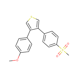 COc1ccc(-c2cscc2-c2ccc(S(C)(=O)=O)cc2)cc1 ZINC000000018712