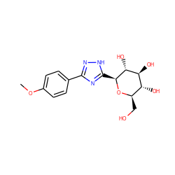 COc1ccc(-c2n[nH]c([C@@H]3O[C@H](CO)[C@@H](O)[C@H](O)[C@H]3O)n2)cc1 ZINC000169311035