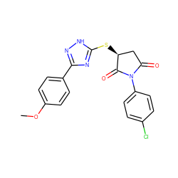 COc1ccc(-c2n[nH]c(S[C@H]3CC(=O)N(c4ccc(Cl)cc4)C3=O)n2)cc1 ZINC000002324954