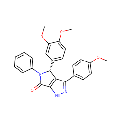 COc1ccc(-c2n[nH]c3c2[C@@H](c2ccc(OC)c(OC)c2)N(c2ccccc2)C3=O)cc1 ZINC000009380274