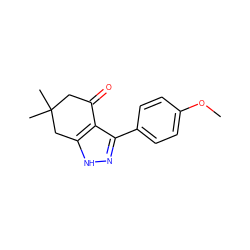 COc1ccc(-c2n[nH]c3c2C(=O)CC(C)(C)C3)cc1 ZINC000000090941