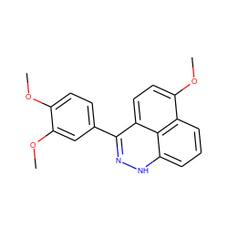 COc1ccc(-c2n[nH]c3cccc4c(OC)ccc2c34)cc1OC ZINC000004547409