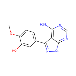 COc1ccc(-c2n[nH]c3ncnc(N)c23)cc1O ZINC000008581955