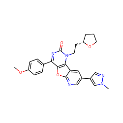 COc1ccc(-c2nc(=O)n(CC[C@@H]3CCCO3)c3c2oc2ncc(-c4cnn(C)c4)cc23)cc1 ZINC000096907440