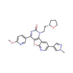 COc1ccc(-c2nc(=O)n(CC[C@@H]3CCCO3)c3c2oc2ncc(-c4cnn(C)c4)cc23)cn1 ZINC000096907442