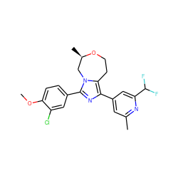 COc1ccc(-c2nc(-c3cc(C)nc(C(F)F)c3)c3n2C[C@@H](C)OCC3)cc1Cl ZINC001772619820