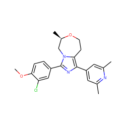 COc1ccc(-c2nc(-c3cc(C)nc(C)c3)c3n2C[C@@H](C)OCC3)cc1Cl ZINC000220996443