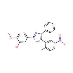 COc1ccc(-c2nc(-c3ccccc3)c(-c3cc([N+](=O)[O-])ccc3C)[nH]2)cc1O ZINC000002312011