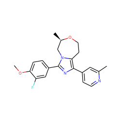 COc1ccc(-c2nc(-c3ccnc(C)c3)c3n2C[C@@H](C)OCC3)cc1F ZINC001772615861