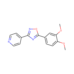 COc1ccc(-c2nc(-c3ccncc3)no2)cc1OC ZINC000000430458