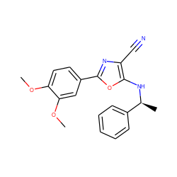 COc1ccc(-c2nc(C#N)c(N[C@@H](C)c3ccccc3)o2)cc1OC ZINC000000544924