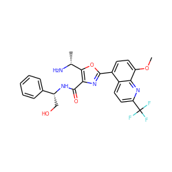 COc1ccc(-c2nc(C(=O)N[C@H](CO)c3ccccc3)c([C@@H](C)N)o2)c2ccc(C(F)(F)F)nc12 ZINC000084615855