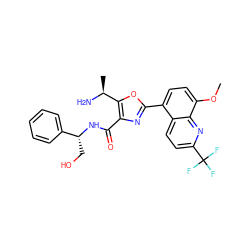 COc1ccc(-c2nc(C(=O)N[C@H](CO)c3ccccc3)c([C@H](C)N)o2)c2ccc(C(F)(F)F)nc12 ZINC000084615853