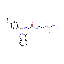 COc1ccc(-c2nc(C(=O)NCCCC(=O)NO)cc3c2[nH]c2ccccc23)cc1 ZINC000210751076