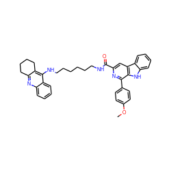 COc1ccc(-c2nc(C(=O)NCCCCCCNc3c4c(nc5ccccc35)CCCC4)cc3c2[nH]c2ccccc23)cc1 ZINC000299839907
