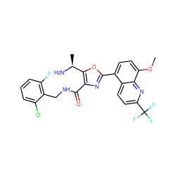 COc1ccc(-c2nc(C(=O)NCc3c(F)cccc3Cl)c([C@H](C)N)o2)c2ccc(C(F)(F)F)nc12 ZINC000084615116