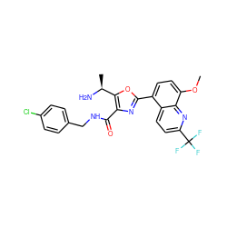 COc1ccc(-c2nc(C(=O)NCc3ccc(Cl)cc3)c([C@H](C)N)o2)c2ccc(C(F)(F)F)nc12 ZINC000084602943